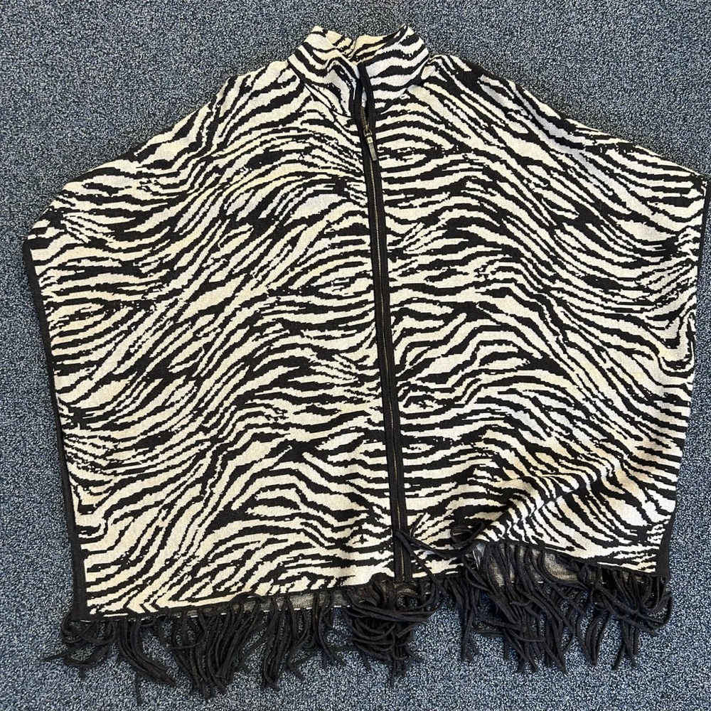 Christian Siriano Black and White Zebra Print Cape